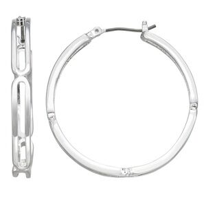 🎉HP🎉 Nine West Large Link Hoop Earrings in Silver Tone